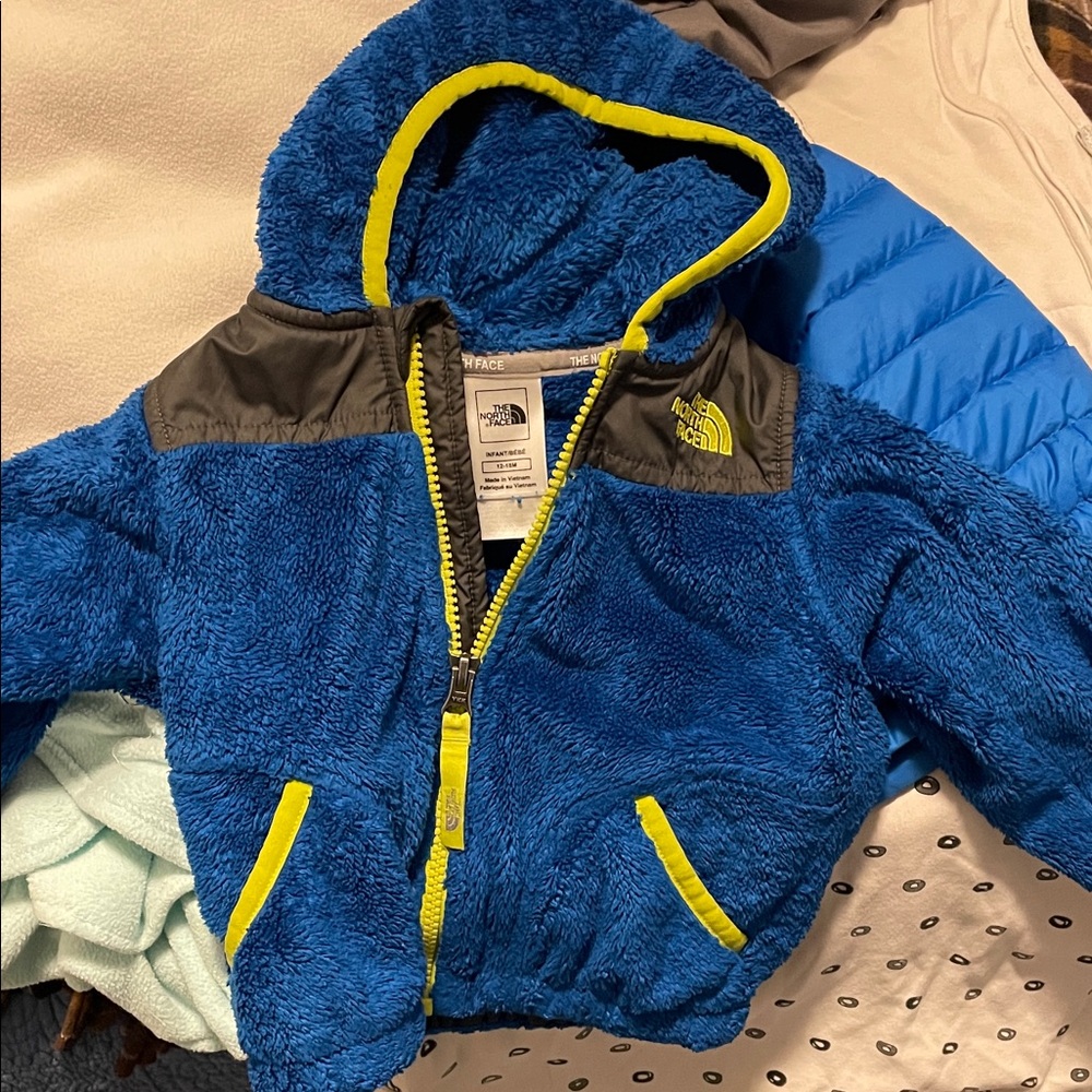 The North Face Blue Fleece Jacket with Neon Accents